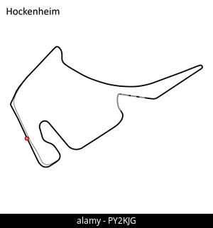 Hockenheim grand prix race track. Il circuito per il Motorsport e Autosport. Illustrazione Vettoriale. Illustrationfor vettoriali per il vostro design Illustrazione Vettoriale