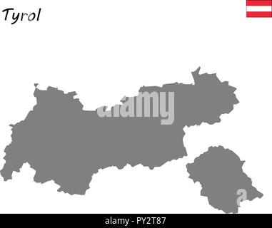 Alta qualità mappa di Tirolo è un membro dell'Austria Illustrazione Vettoriale