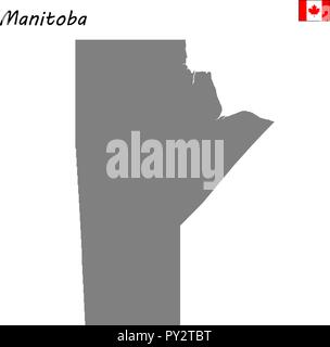 Alta qualità mappa di Manitoba è una provincia del Canada Illustrazione Vettoriale