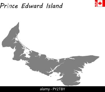 Alta qualità mappa di Prince Edward Island è una provincia del Canada Illustrazione Vettoriale