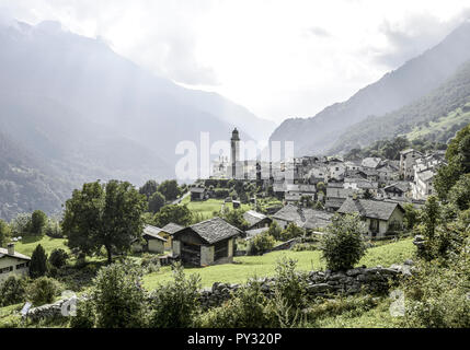 Bergdorf Soglio, Bregaglia, dei Grigioni, Schweiz Foto Stock