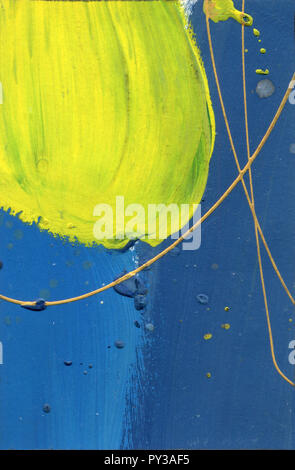 Abstract addolorato canvas. Effetto cielo, horizont schizzi di acrilico Foto Stock