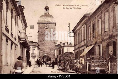 Cadillac-sur-Garonne - rue de l'Horloge 1. Foto Stock