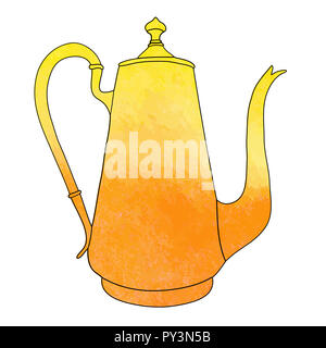 Disegnata a mano acquerello POT del caffè. Illustrazione Vettoriale. Foto Stock