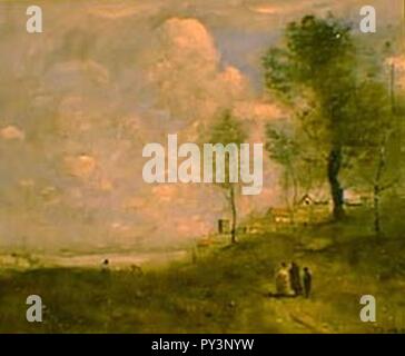 Camille Corot - Ville d'Avray (Paysage et figure). Foto Stock