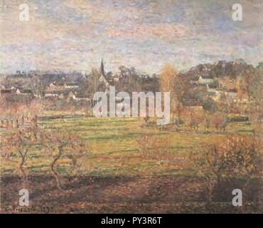 Camille Pissarro February-Sunrise-Bazincourt-976. Foto Stock