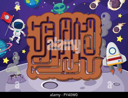 Maze puzzle nello spazio illustrazione Illustrazione Vettoriale