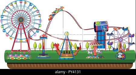 Parco dei divertimenti su sfondo bianco illustrazione Illustrazione Vettoriale