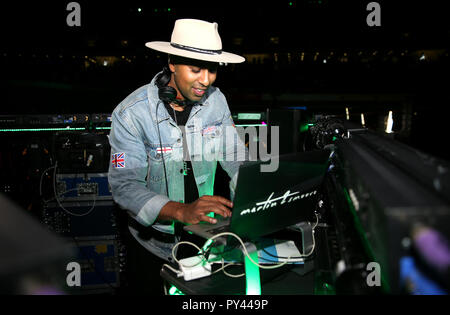 Vista generale del DJ Martin 2 Smoove durante il giorno uno dei sei giorni di serie a Lee Valley Velopark, Londra. Foto Stock