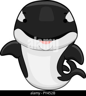 Illustrazione di un bianco e nero Orca Whale sorridente Foto Stock