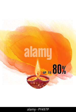 Illustrazione sul tema della tradizionale celebrazione di felice Diwali e 80% offre. Foto Stock