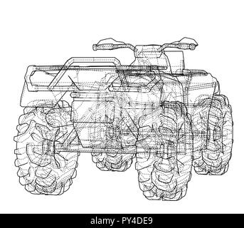 ATV concetto quadbike contorno. Vettore Illustrazione Vettoriale