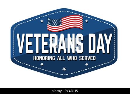 Giornata dei veterani di etichetta, emblema o un adesivo su sfondo bianco, illustrazione vettoriale Illustrazione Vettoriale