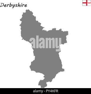 Alta qualità mappa è un cerimoniale di contea di Inghilterra. Derbyshire Illustrazione Vettoriale