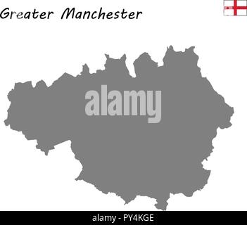 Alta qualità mappa è un cerimoniale di contea di Inghilterra. Greater Manchester Illustrazione Vettoriale