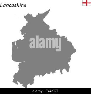 Alta qualità mappa è un cerimoniale di contea di Inghilterra. Lancashire Illustrazione Vettoriale