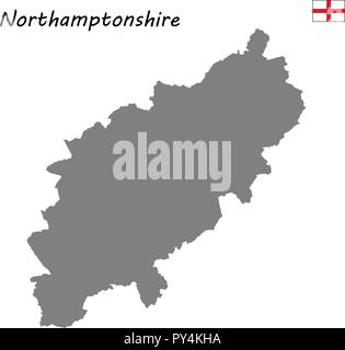 Alta qualità mappa è un cerimoniale di contea di Inghilterra. Northamnptonshire Illustrazione Vettoriale