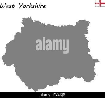 Alta qualità mappa è un cerimoniale di contea di Inghilterra. West Yorkshire Illustrazione Vettoriale