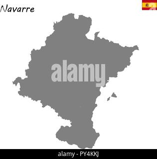 Alta qualità mappa delle comunità autonome della Spagna. La Navarra Illustrazione Vettoriale