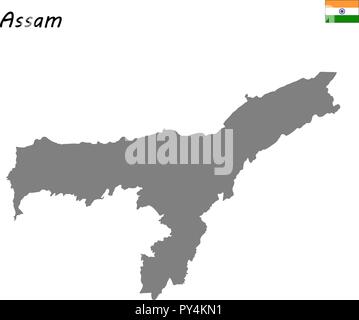 Alta qualità mappa di Assam è uno stato dell India Illustrazione Vettoriale