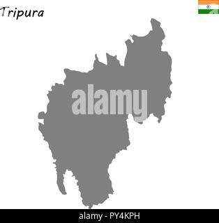 Alta qualità mappa di Tripura è uno stato dell India Illustrazione Vettoriale