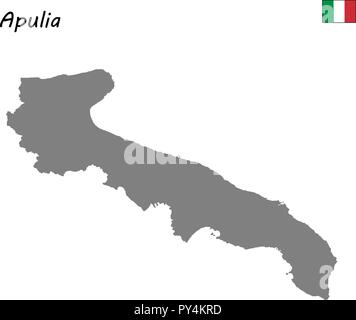 Alta qualità di mappa Puglia è una regione dell'Italia Illustrazione Vettoriale