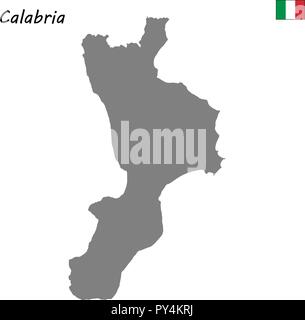 Alta qualità mappa di Calabria è una regione dell'Italia Illustrazione Vettoriale