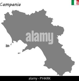 Alta Qualità Mappa Campania è una regione dell'Italia Illustrazione Vettoriale