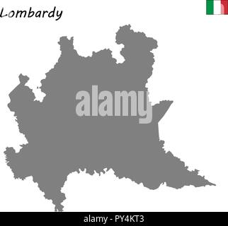 Alta qualità di mappa la Lombardia è una regione dell'Italia Illustrazione Vettoriale
