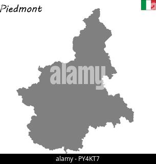 Alta qualità di mappa il Piemonte è una regione dell'Italia Illustrazione Vettoriale