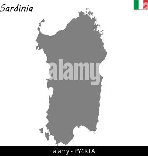 Alta qualità di mappa la Sardegna è una regione in Italia Illustrazione Vettoriale