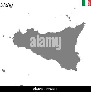Alta Qualità Mappa della Sicilia è una regione dell'Italia Illustrazione Vettoriale