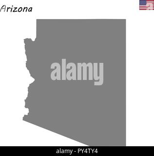 Alta qualità di stato della mappa degli Stati Uniti. Arizona Illustrazione Vettoriale