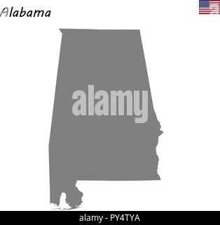Alta qualità di stato della mappa degli Stati Uniti. In Alabama Illustrazione Vettoriale