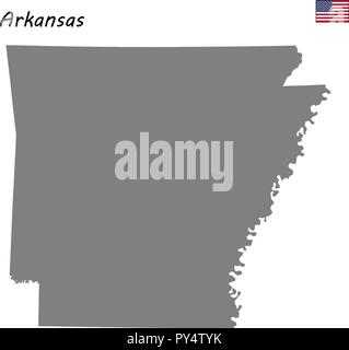 Alta qualità di stato della mappa degli Stati Uniti. Arkansas Illustrazione Vettoriale