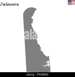 Alta qualità di stato della mappa degli Stati Uniti. Delaware Illustrazione Vettoriale