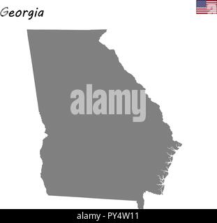 Alta qualità di stato della mappa degli Stati Uniti. La Georgia Illustrazione Vettoriale