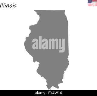 Alta qualità di stato della mappa degli Stati Uniti. Illinois Illustrazione Vettoriale