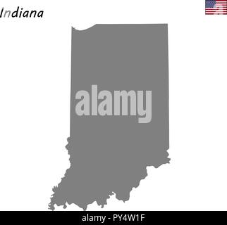 Alta qualità di stato della mappa degli Stati Uniti. Indiana Illustrazione Vettoriale