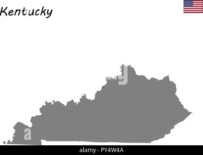 Alta qualità di stato della mappa degli Stati Uniti. Kentucky Illustrazione Vettoriale