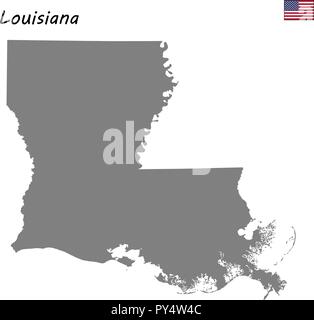 Alta qualità di stato della mappa degli Stati Uniti. Louisiana Illustrazione Vettoriale