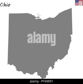 Alta qualità di stato della mappa degli Stati Uniti. Ohio Illustrazione Vettoriale