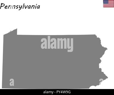 Alta qualità di stato della mappa degli Stati Uniti. In Pennsylvania Illustrazione Vettoriale