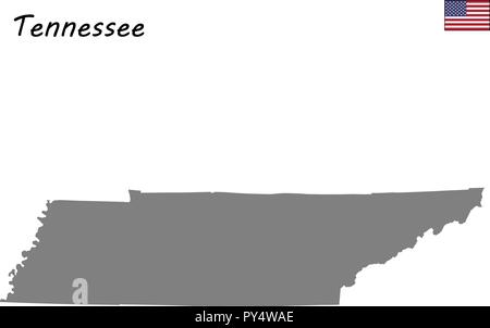 Alta qualità di stato della mappa degli Stati Uniti. Tennessee Illustrazione Vettoriale