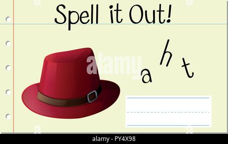 Scrivi parola inglese hat illustrazione Illustrazione Vettoriale