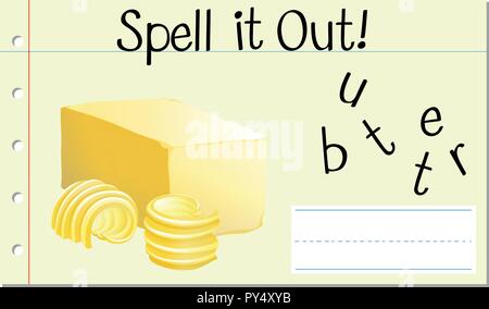 Scrivi parola inglese burro illustrazione Illustrazione Vettoriale