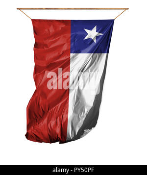 Bandiera del Cile. Bandiera verticale.isolato su uno sfondo bianco. Foto Stock