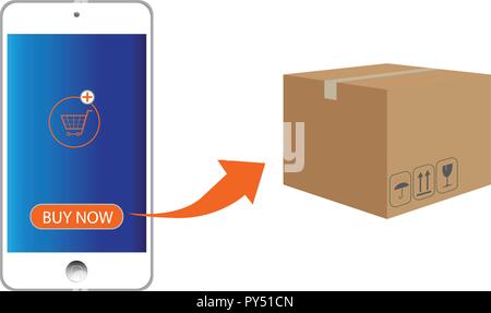 Vettore di app per smartphone acquista online per concetto digitale acquistare l'E-commerce Illustrazione Vettoriale