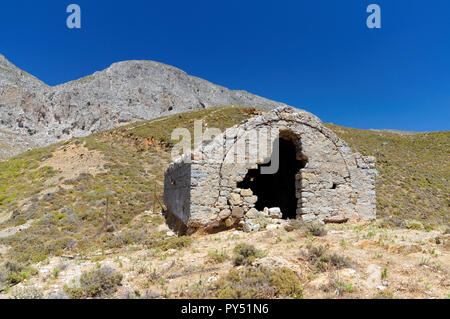 Inizio necropoli cristiana cappelle funerarie, Telendos Island, Kalymnos, isole Dodecanesi, Grecia. Foto Stock