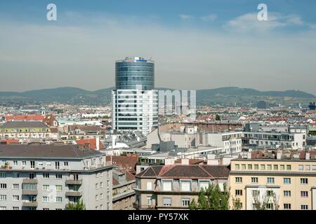 Wienpanorama, Blick über den 2. Bezirk, Galaxytower Foto Stock